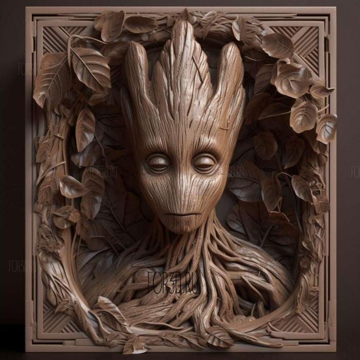 I Am Groot series 3 stl model for CNC