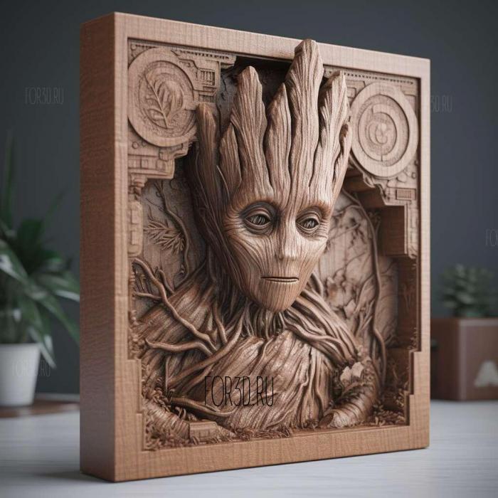 I Am Groot series 4 stl model for CNC