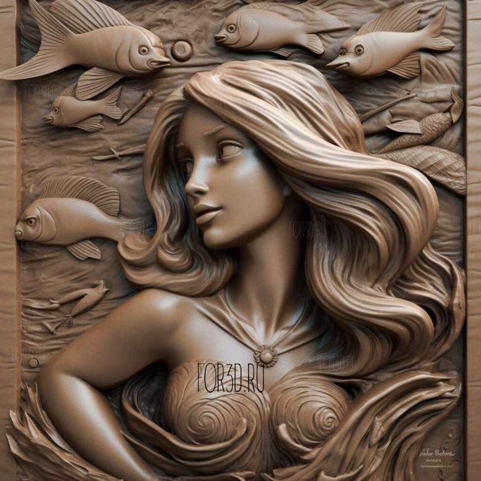 The Little Mermaid Ariel 3 stl model for CNC