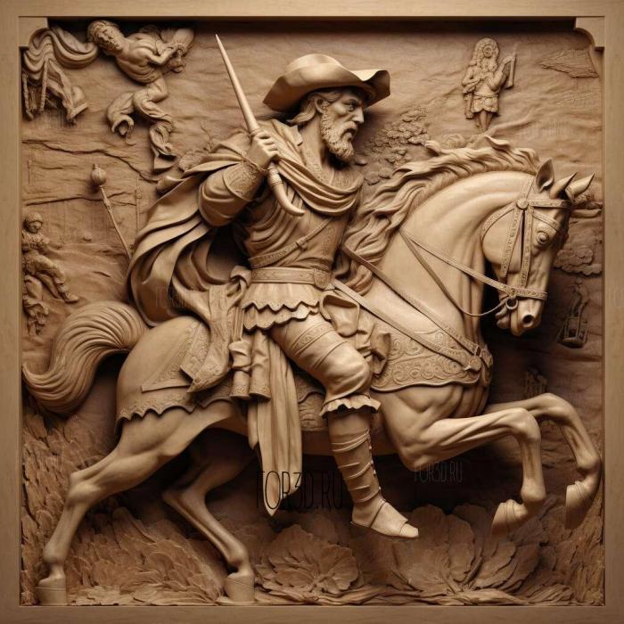 Don Quixote Cervantes 1605 1615 3 stl model for CNC