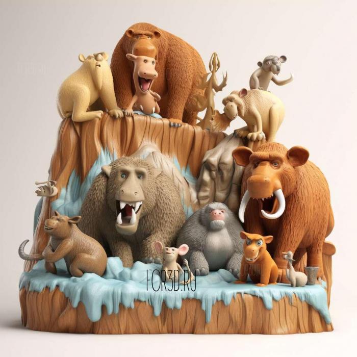 Ice Age 2 Global Warming cartoon 4 stl model for CNC