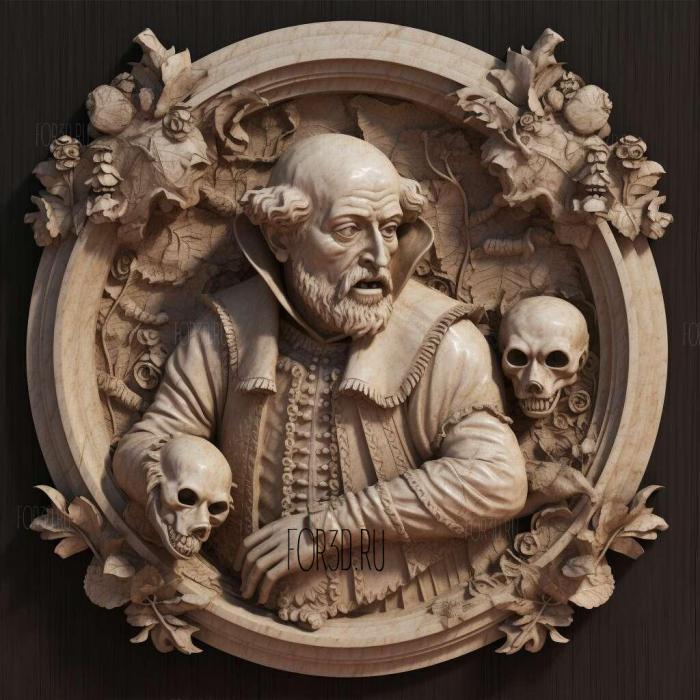 Hamlet William Shakespeare 1603 1 stl model for CNC