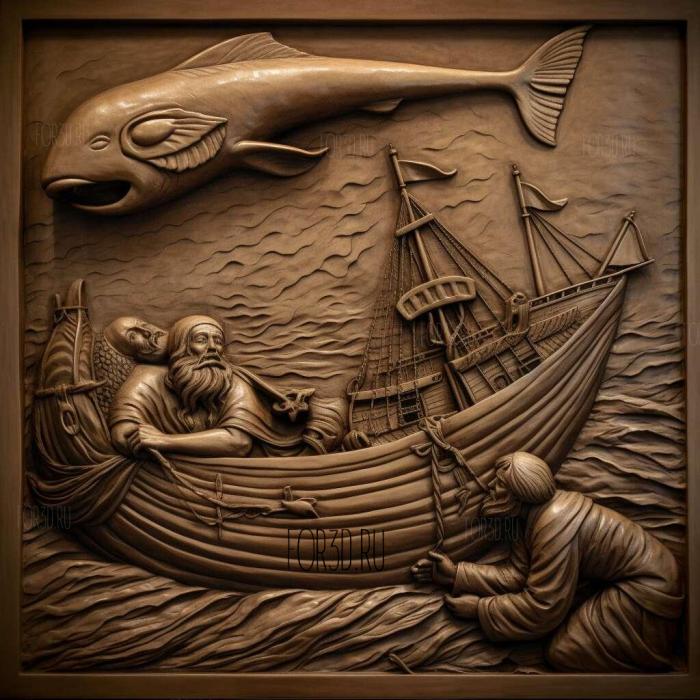 Jonah and the Whale 3 stl model for CNC