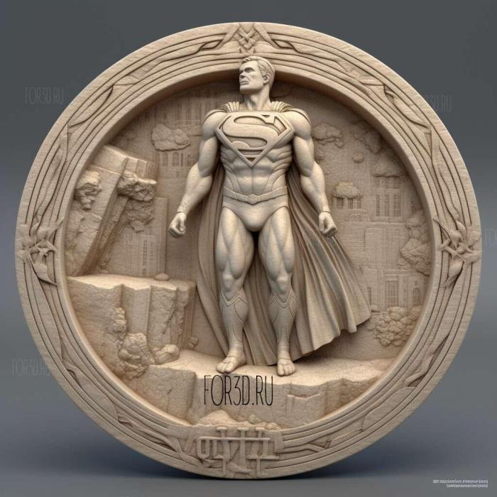 Superman round platform 1 stl model for CNC