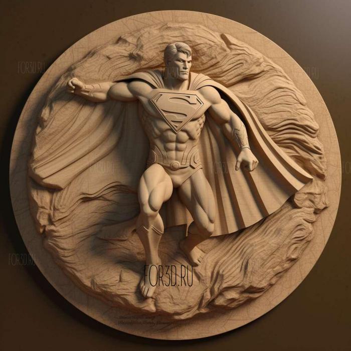 Superman round platform 2 stl model for CNC