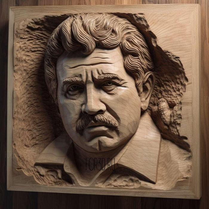 Pablo Escobar 3D portrait 4 stl model for CNC