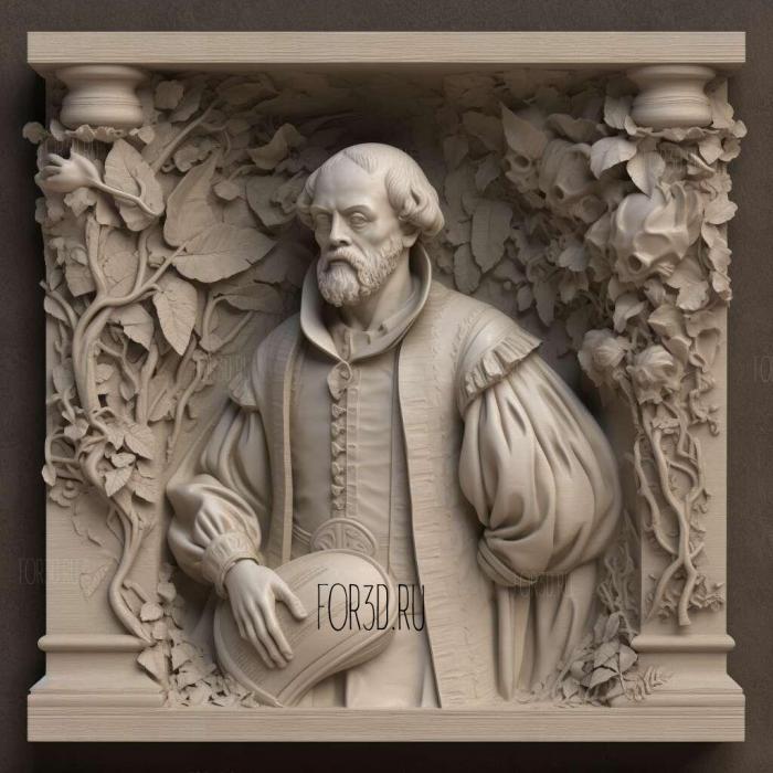 Hamlet William Shakespeare 1603 3 stl model for CNC