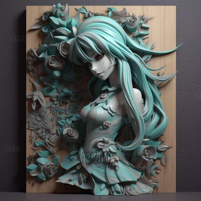 st Miku Hatsunefrom ANIME 1 stl model for CNC