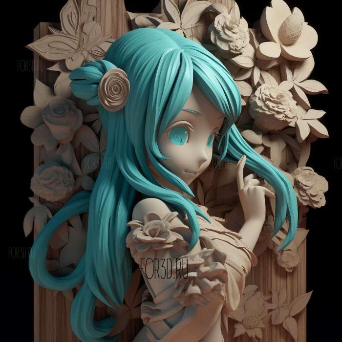 st Miku Hatsunefrom ANIME 4 stl model for CNC
