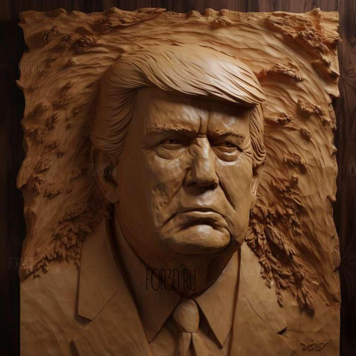 Donald Trump portrait 3 stl model for CNC