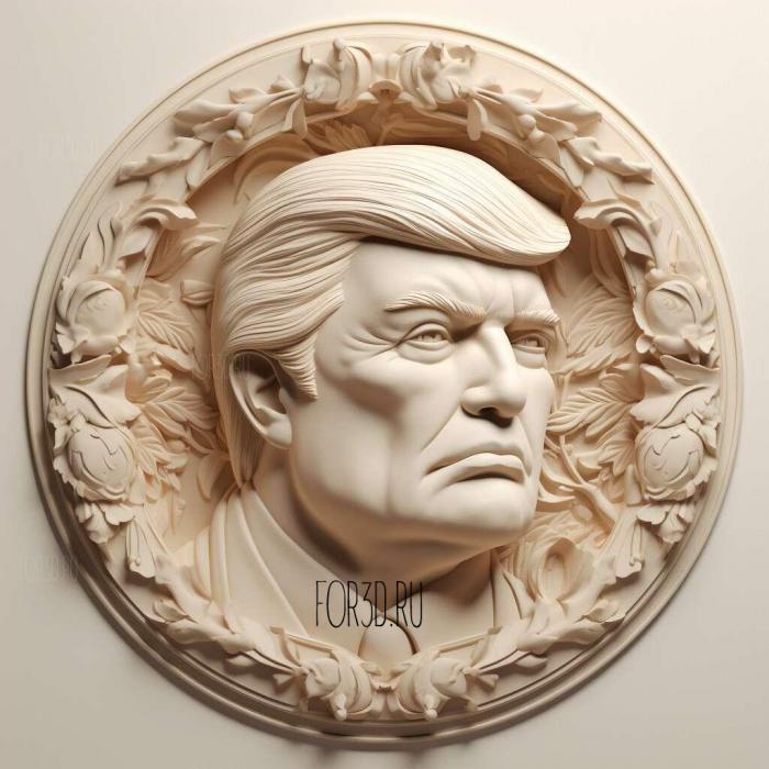 Donald Trump portrait 4 stl model for CNC