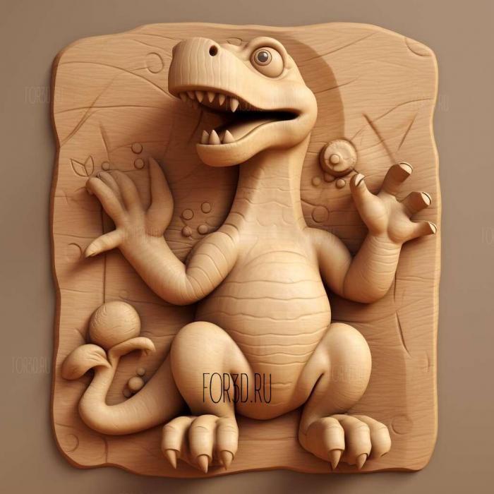 Gertie the Dinosaur cartoon 2 stl model for CNC