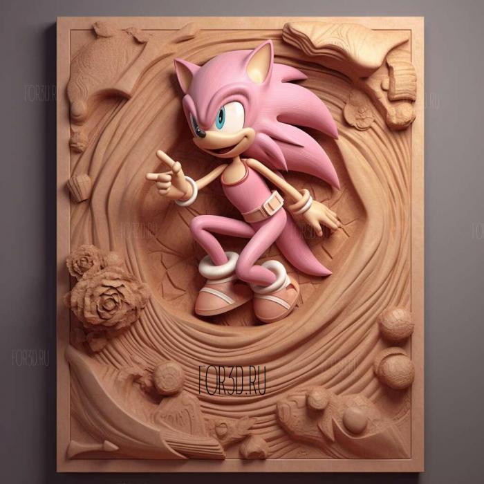st Amy Rose from Sonic the Hedgehog 3 stl model for CNC