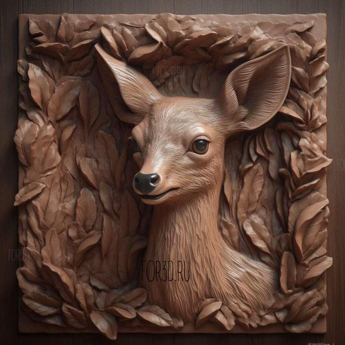 Baby deer from Bambi 4 stl model for CNC
