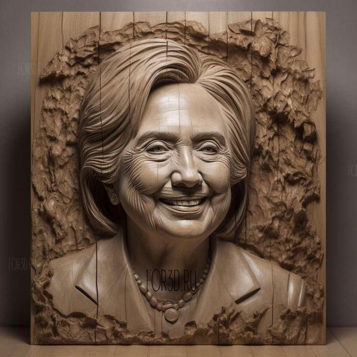 Hillary Clinton portrait 4 stl model for CNC