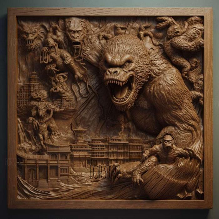 Godzilla vs Kong movie 3 stl model for CNC