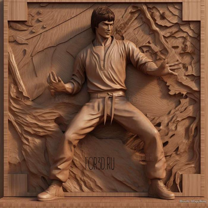 Bruce Lee statue Tsim Sha Tsui Hong Kong 3 stl model for CNC