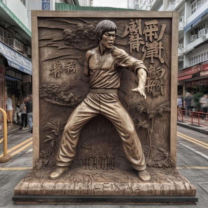 Bruce Lee statue Tsim Sha Tsui Hong Kong 4 stl model for CNC