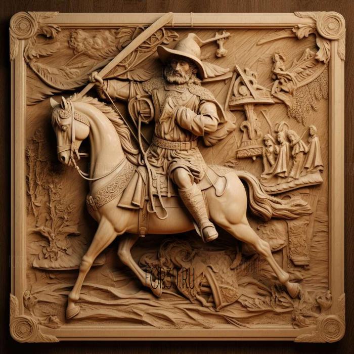 Don Quixote Cervantes 1605 1615 2 stl model for CNC