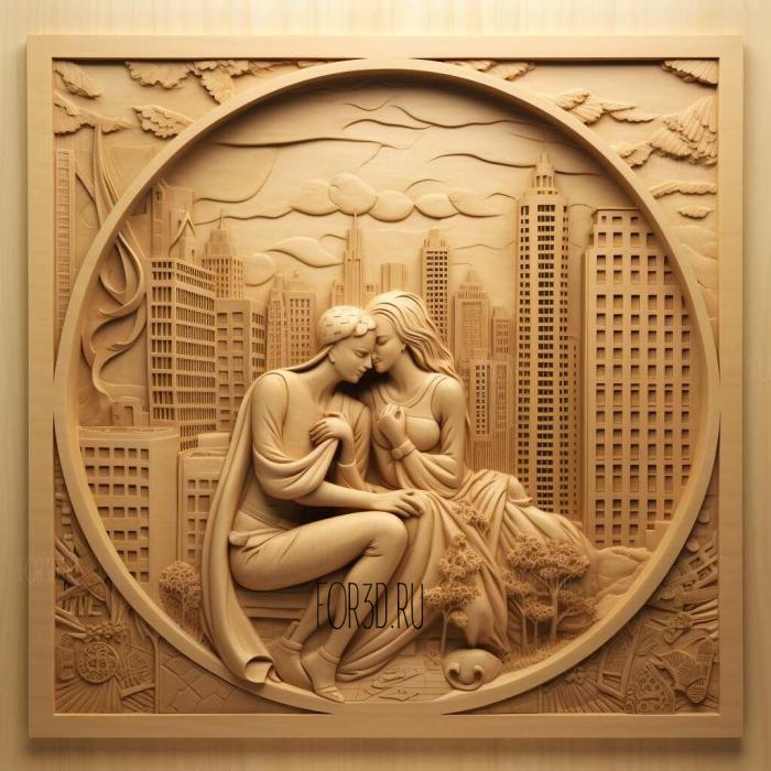 Manhattan Love Story series 3 stl model for CNC