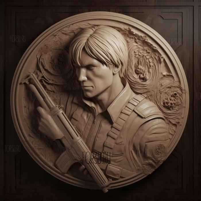 Leon Kennedy from Resident Evil 3 stl model for CNC