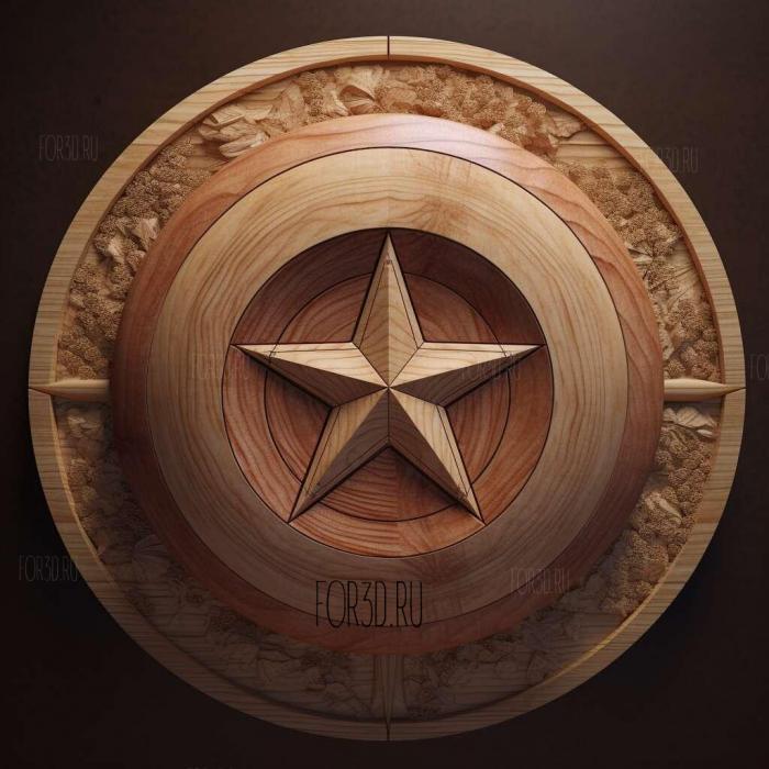 Captain America round shield and logo 3 stl model for CNC