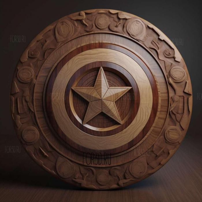 Captain America round shield and logo 4 stl model for CNC