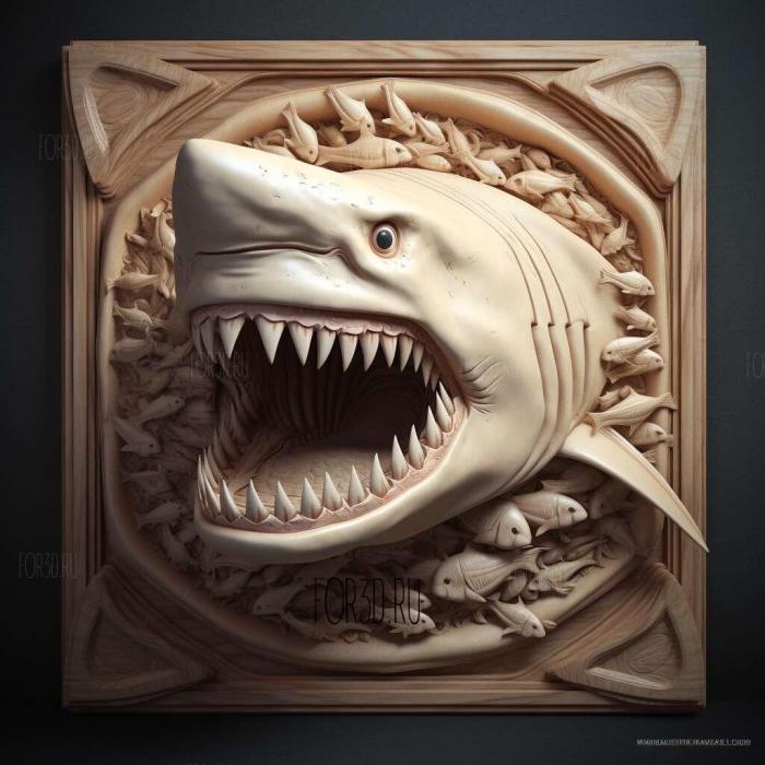 Great White shark Jaws 4 stl model for CNC