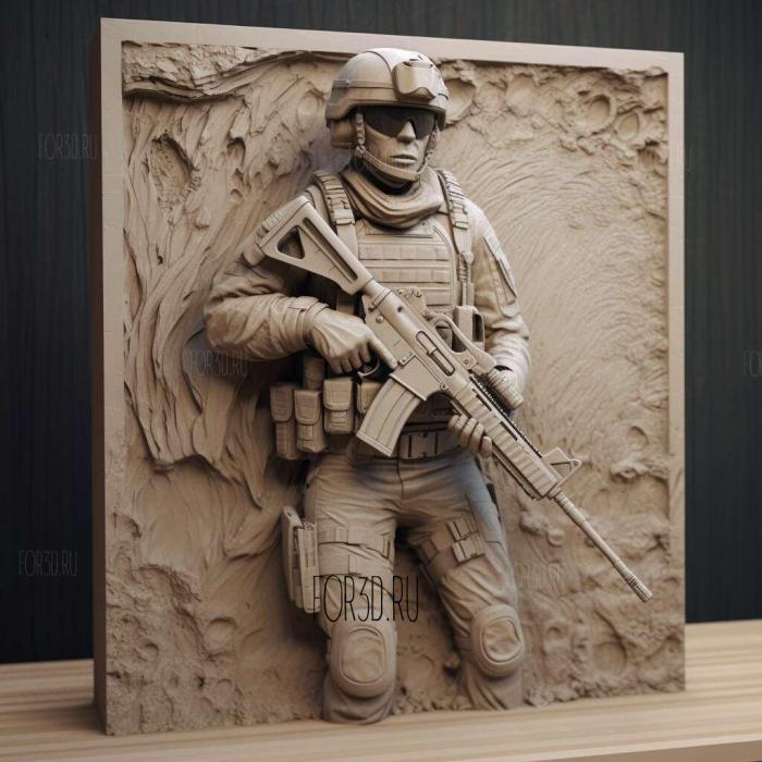 Call of Duty Modern Warfare Reflex Edition 3 stl model for CNC