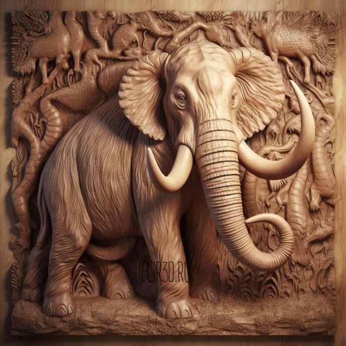 st Kirgilakh mammoth famous animal 2 stl model for CNC