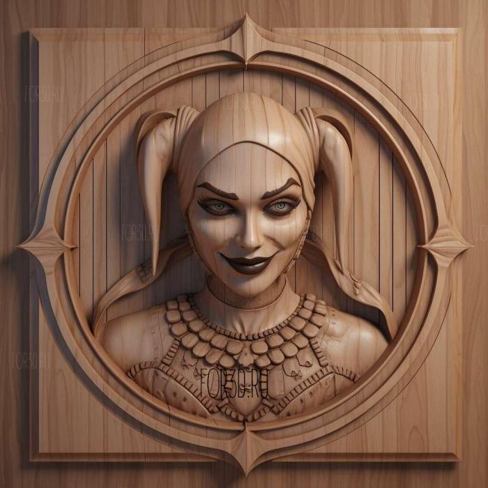 Harley Quinn series 3 stl model for CNC