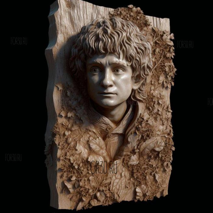 Frodo Baggins long plinth 1 stl model for CNC