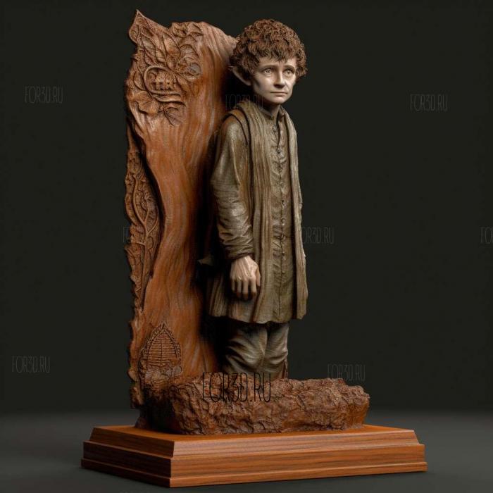 Frodo Baggins long plinth 2 stl model for CNC