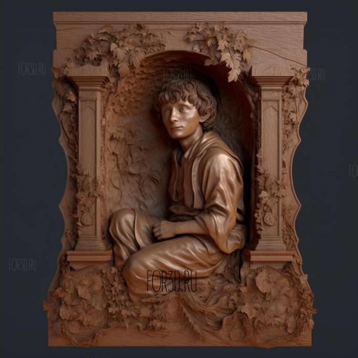 Frodo Baggins long plinth 3 stl model for CNC