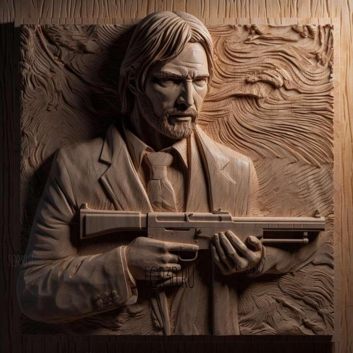 John Wick with a gun 1 stl model for CNC