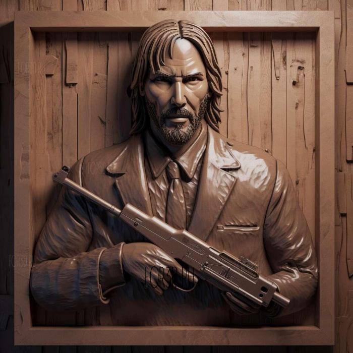 John Wick with a gun 2 stl model for CNC