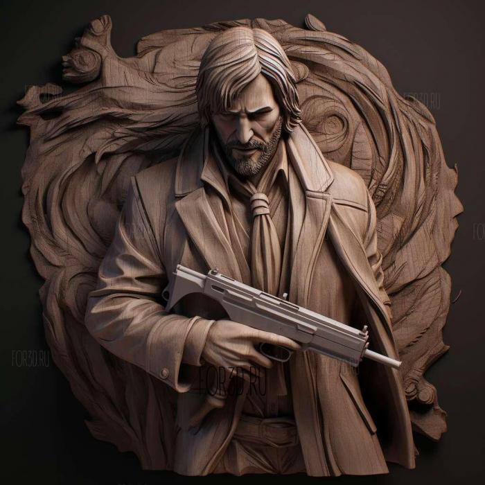 John Wick with a gun 3 stl model for CNC