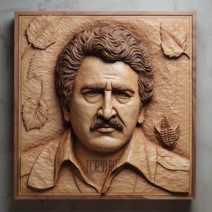 Pablo Escobar 3D portrait 4 stl model for CNC