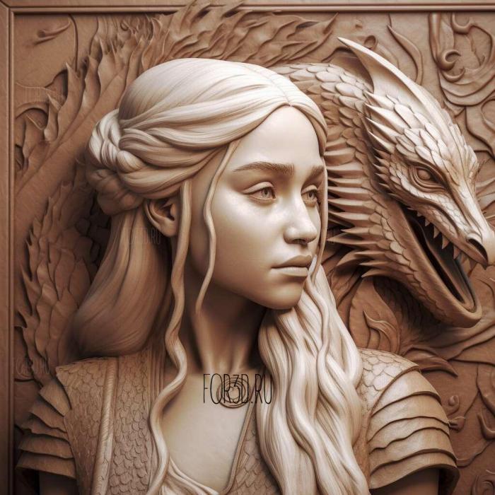 Daenerys Targaryen from game of thrones 4 stl model for CNC