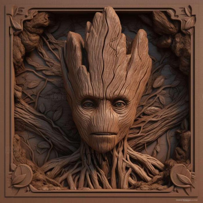 I Am Groot TV series 2 stl model for CNC