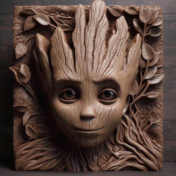 I Am Groot TV series 3 stl model for CNC