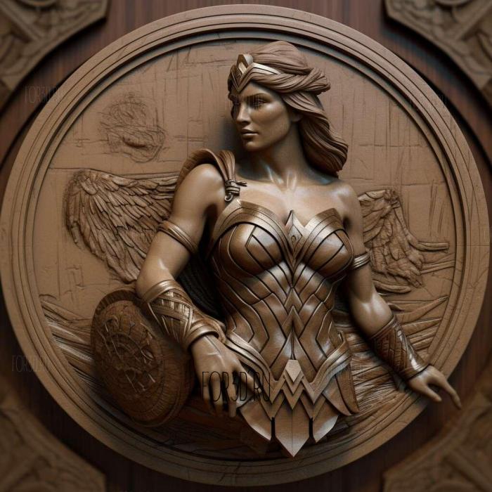 stl Wonder Woman with round plinth 2