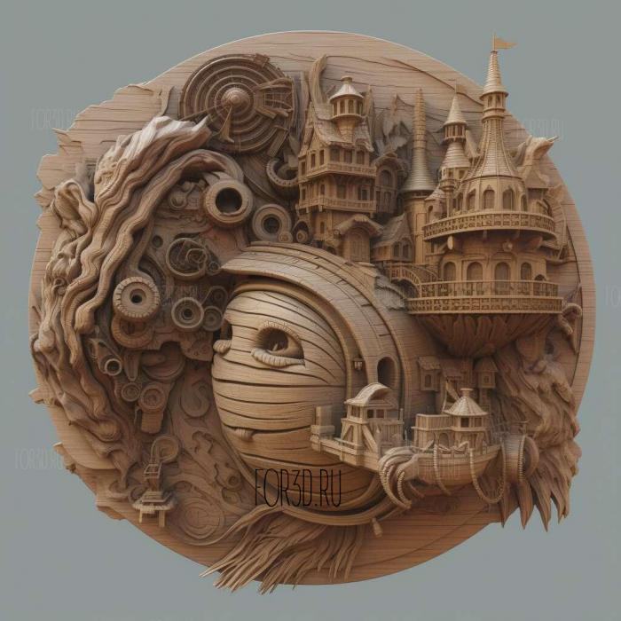 Howls Moving Castle movie 3 stl model for CNC