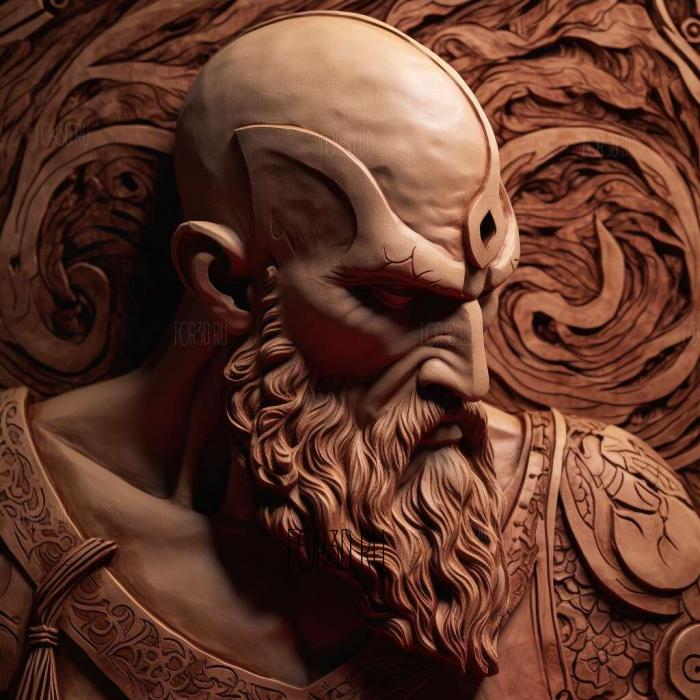 Kratos from God of War 4 stl model for CNC