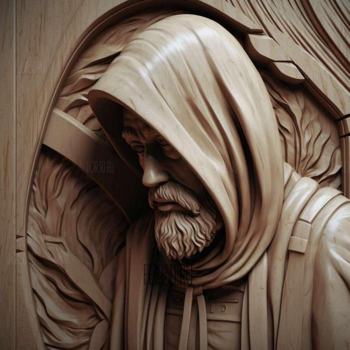 Obi Wan Kenobi in the hood 3 stl model for CNC