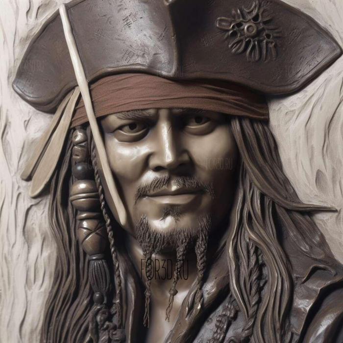 Captain Jack Sparrow played by Johnny Depp 4 stl model for CNC