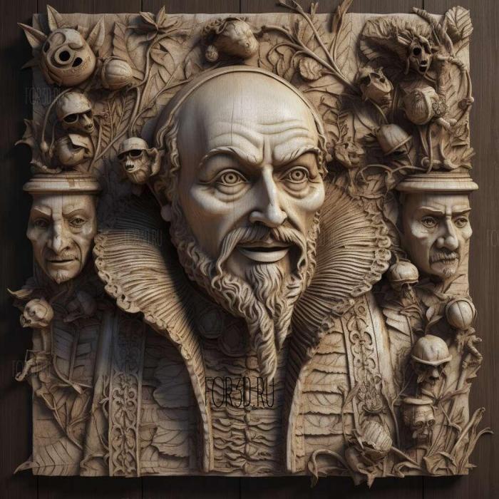 Hamlet William Shakespeare 1603 2 stl model for CNC