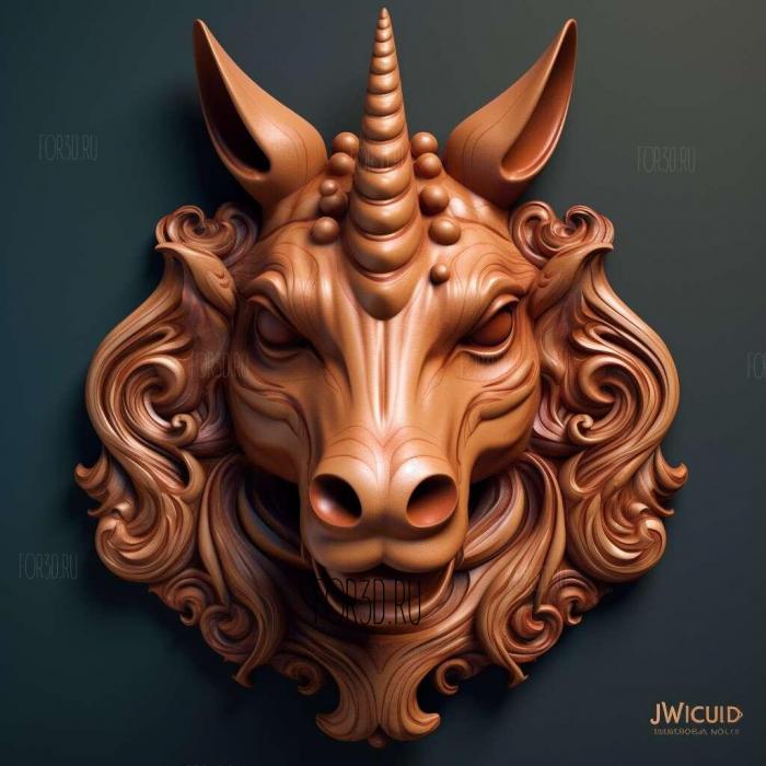 Unicorn cat from Unicitti 2 stl model for CNC