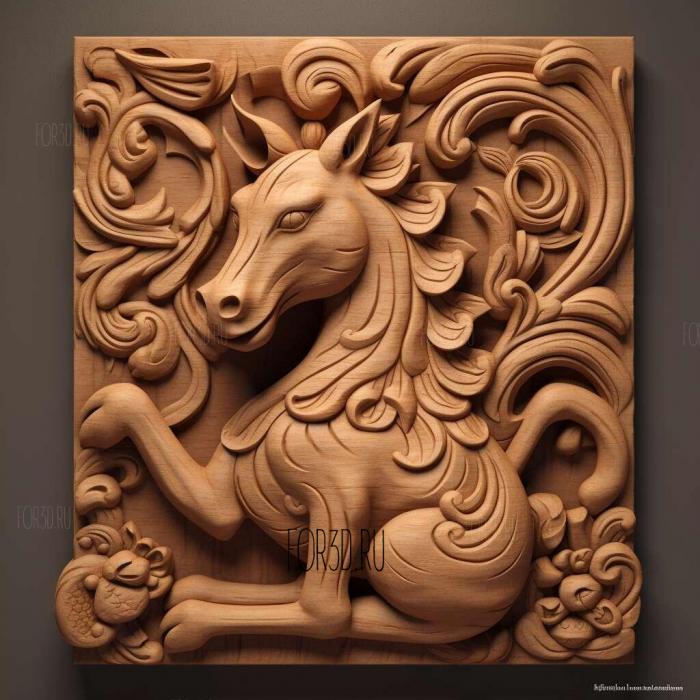 Unicorn cat from Unicitti 3 stl model for CNC
