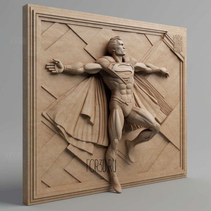 Superman scuare platform 1 stl model for CNC
